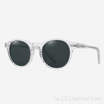 Круглые мужские солнцезащитные очки из ацетата классического дизайна